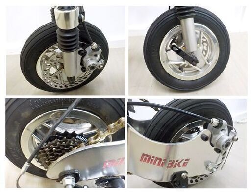 DIBAR製 自転車 ミニバイク タイヤサイズ10インチ カスタム仕様 前後ディスクブレーキ 変速付き シルバー×レッド MINIBIKE 西岡店