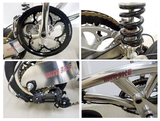 DIBAR製 自転車 ミニバイク タイヤサイズ10インチ カスタム仕様 前後ディスクブレーキ 変速付き シルバー×レッド MINIBI