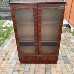 昭和レトロ　蔵王印家具飾り棚　レトロガラス　キャビネット　古民家