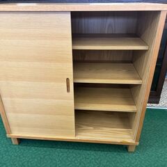 【愛品館八千代店】無印良品　木製キャビネット　オーク材　補修ありの画像