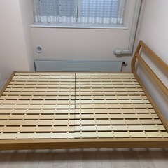 無印良品　タモ材　ベッドフレーム　ダブル