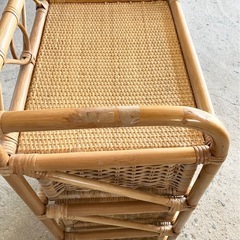 【アンティーク】籐 ラタン ランドリーラック 3段チェスト 昭和レトロ 古家具の画像