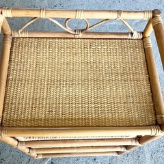 【アンティーク】籐 ラタン ランドリーラック 3段チェスト 昭和レトロ 古家具の画像
