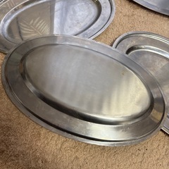 【取引中】昭和レトロ ステンレス オードブル皿 大皿 5枚セットの画像