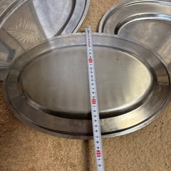 【取引中】昭和レトロ ステンレス オードブル皿 大皿 5枚セットの画像