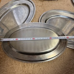 【取引中】昭和レトロ ステンレス オードブル皿 大皿 5枚セットの画像