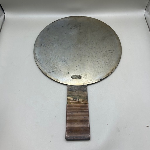 k1210602 銅鏡 手鏡 和鏡 古鏡 骨董 古鏡　藤原光重 鶴 江戸時代 時代物 アンティーク骨董品 古美術品 伝統工芸中古品 現