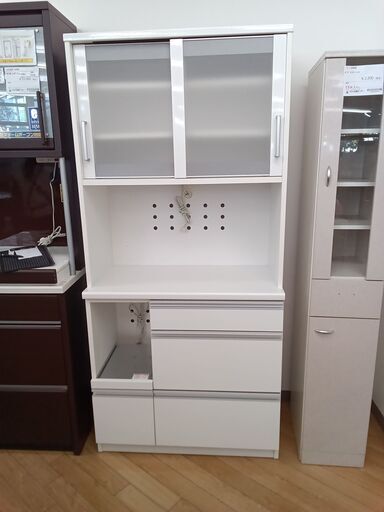 ★ジモティ割あり★  食器棚 ホワイト H190×D45×W89 クリーニング済み TK3744