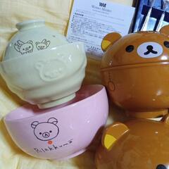 リラックマ他中古食器まとめ売り、新品スプーンフォークセットの画像