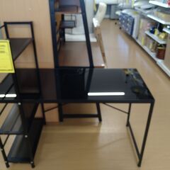 【B137】システムデスク  ガラス天板  黒の画像