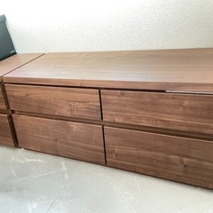 桐 ローチェスト 2個セット 木製 ブラウンの画像