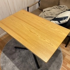 最終お値下げ‼️未使用。カフェ風テーブル リビングテーブル ナチュラル オーク 黒スチールの画像