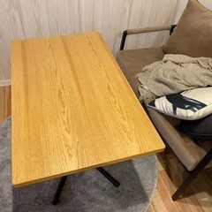 最終お値下げ‼️未使用。カフェ風テーブル リビングテーブル ナチュラル オーク 黒スチールの画像