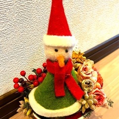 【無料です♪】ゆきだるま⛄️　置物  卓上飾り ドライフラワー＆雪だるま⛄️の画像