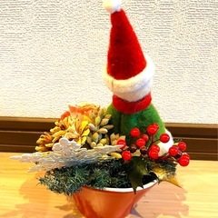 【無料です♪】ゆきだるま⛄️　置物  卓上飾り ドライフラワー＆雪だるま⛄️の画像