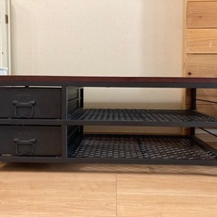 ローテーブル収納付き　テレビ台としても　アイアン　の画像