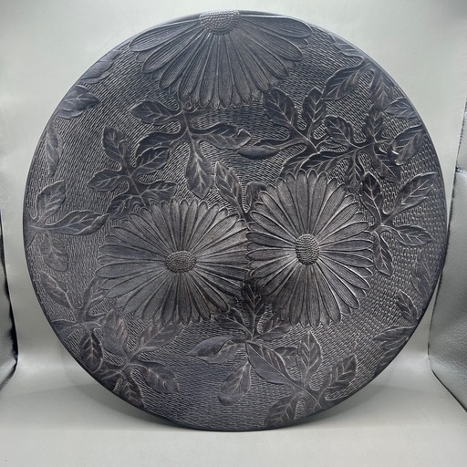 k1210605  漆器 大皿 花 ひまわり 日本の器 器 工芸 和製ビンテージ 和室 昭和レトロ 古美術品 伝統工芸 中古品 現状品