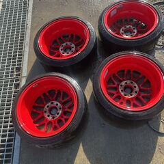 【福岡県みやま市】希少　レア　レーシングスパルコ　RACING SPARCO 15インチ6.5J 4穴PCD100/114.3マルチ中古アルミホイール4本セット【管理番号　その他007】の画像
