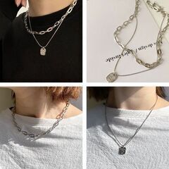 2連重ね付け/2セットシルバーネックレス（新品）の画像