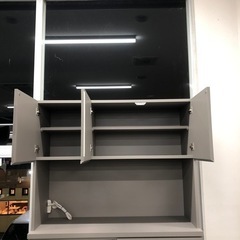 手作り家具工房日本の匠レンジボード3枚扉グレー【トレファク堺福田店】の画像