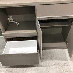 手作り家具工房日本の匠レンジボード3枚扉グレー【トレファク堺福田店】の画像