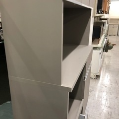 手作り家具工房日本の匠レンジボード3枚扉グレー【トレファク堺福田店】の画像