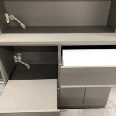 手作り家具工房日本の匠レンジボード3枚扉グレー【トレファク堺福田店】の画像