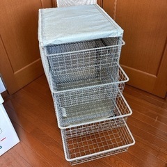 【12/15まで取りにきていただける方】IKEA 3段ワイヤーカゴラック〈カバー付き】の画像