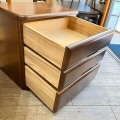 3段チェスト ローチェスト サイドチェスト 木製 茶色  ブラウン 幅50cm 奥行40cm 高さ50cm★買取帝国 志木店の画像