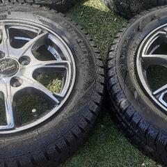 軽自動車用スタッドレスタイヤ+アルミホイール 155/65R13 バリ山 4本セット 2021年製の画像