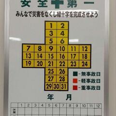 緑十字看板 安全第一 無災害記録板 (板のみ)

