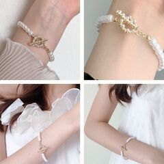 フェイクパール/デザインブレスレット（新品）の画像