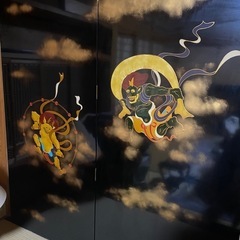 風神雷神屏風　会津塗　骨董品