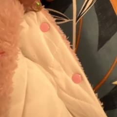 クマ耳付きモコモコカバーオールピンクの画像