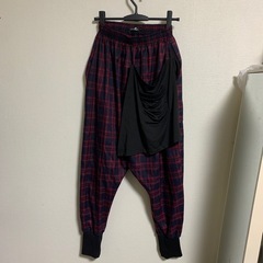 NieR CLOTHING 赤×黒 サルエルパンツ アシンメトリー