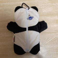 たべっ子どうぶつ ★ パンダ　ぬいぐるみポーチ　カラビナ付　小物入れの画像