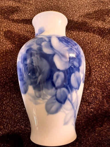 OKURA (オクラ) 大倉陶園 ブルーローズ 花瓶 陶器 壺 27.5ｃｍ