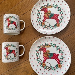 クリスマス柄　マグカップ＆ソーサー2客セット