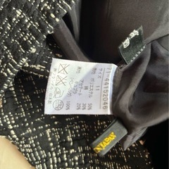サイズ11黒と白のツイードタイトスカート 膝丈の画像