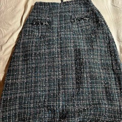 ツイードタックフレアスカート L