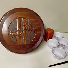 【那須町役場】茶櫃　和　湯呑セット　昭和レトロ【管理番号019】の画像