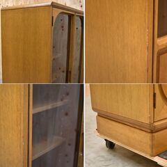 【ヤ取終了9/15】≪zyt1791ジ≫ 日家工芸 ガラス扉キャビネット 幅96.5cm 書棚/飾り棚/おしゃれ/北欧風デザイン/ヴィンテージ/レトロ家具/中古家具/宮城県仙台市 61201-11の画像