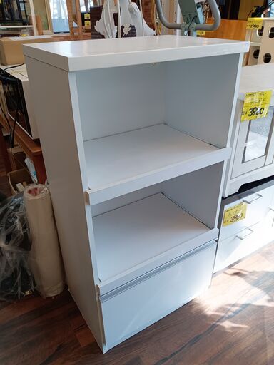 キッチンカウンター　レンジ台　スライドレール　白　ホワイト　サイズ（約）幅60×奥41×高115　　■近隣配送無料 買取GO‼　栄和店