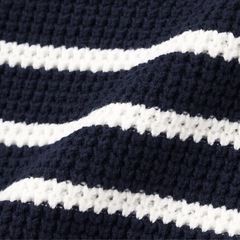 GU ジーユー　コットンブレンドワッフルボーダーセーター　ニット S セーターの画像