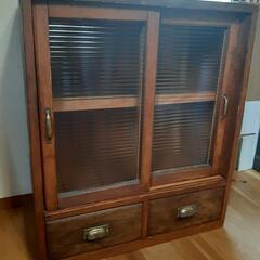 古家具　水屋箪笥　食器棚　モール硝子　