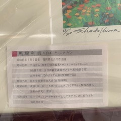 新品未使用 絵画　版画　63/200 リトグラフ 馬場利貞  [小豆島] シルクスクリーン福岡県出身 仁科展活躍 香川県 野の花咲く丘から海沿いの集落と瀬戸内海を望む の画像