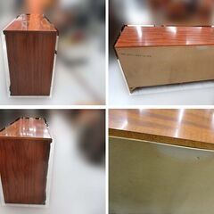 現状品 アンティーク調 チェスト 幅137.5×奥行46×高さ77cm ブラウン系 引き出し収納 3段 ヴィンテージ 家具 苫小牧西店の画像