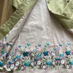 レディース スプリングコート M ベージュ ピンク 花柄の画像