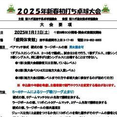 ☆岩手 2025年新春初打ち卓球大会☆新スポ連岩手県卓球協議会
