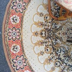 ありがとうございます。藤ラタンソファー、木製ローテーブル、ラグのセットの画像